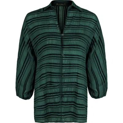 Vix Paula Hermanny Jenna Stripe Puff Sleeve Cotton Cover-up Tunic In Animal Print