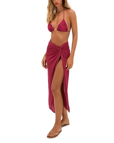 Vix Paula Hermanny Karen Midi Skirt Swim Cover-up In Pink