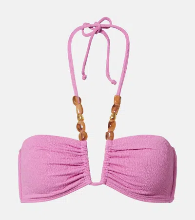 Vix Paula Hermanny Kiana Carol Beaded Bikini Top In Pink