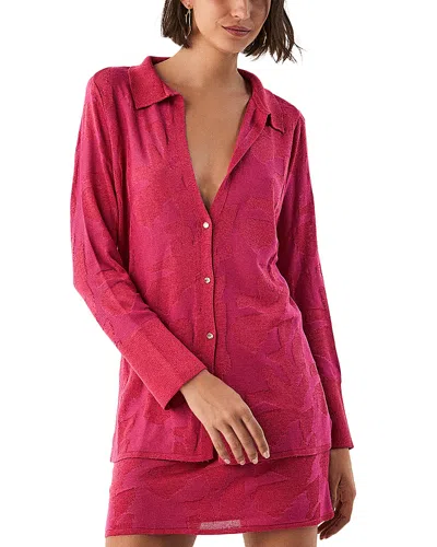 Vix Paula Hermanny Lara Knit Shirt Swim Cover-up In Pink
