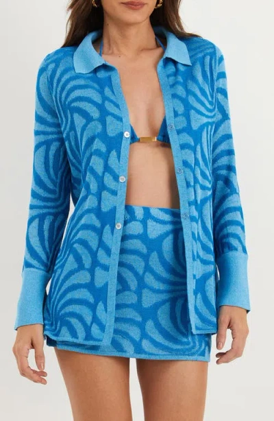 Vix Paula Hermanny Lara Textured Knit Button-up Shirt
