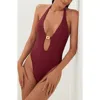 Vix Paula Hermanny Liza Cutout One-piece Swimsuit In Burgundy