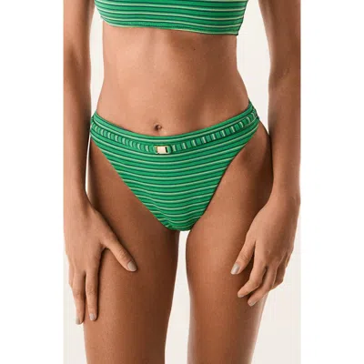 Vix Paula Hermanny Lucie Lindsay Striped Cheeky Bikini Bottoms In Green
