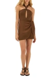Vix Paula Hermanny Vix Luna Mini Dress Swim Cover-up In Brown