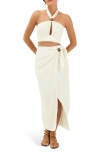 Vix Paula Hermanny Luna Linen Blend Cover-up Top In White
