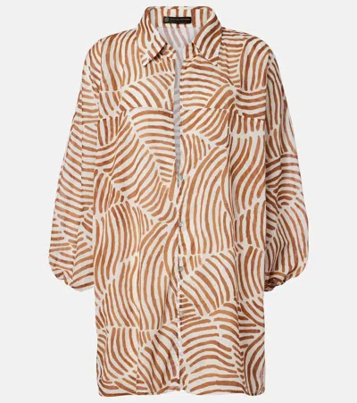 Vix Paula Hermanny Moana Oversized Printed Cotton Shirt In Brown