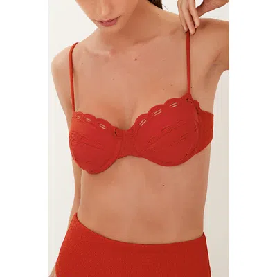 Vix Paula Hermanny Naya Nissi Cotton Eyelet Underwire Bikini Top In Red