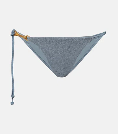 Vix Paula Hermanny Nika Embellished Bikini Bottoms In Blue