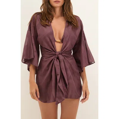 Vix Paula Hermanny Perola Cotton Blend Cover-up Minidress In Purple