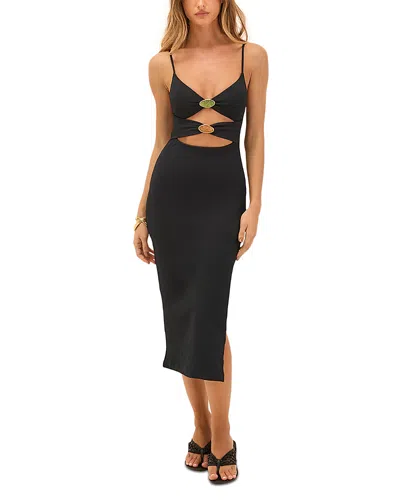 Vix Paula Hermanny Petra Cutout Detail Cover Up Midi Dress In Black