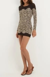 Vix Paula Hermanny Poeme Becca Long Sleeve Cover-up Mesh Minidress In Multi