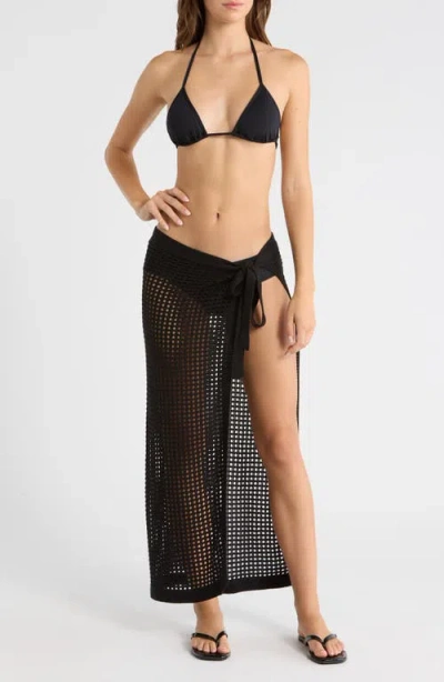 Vix Paula Hermanny Rena Knit Cover-up Skirt In Black