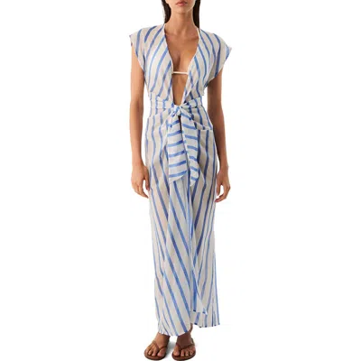 Vix Paula Hermanny Sasha Tie Front Cotton Cover-up Dress In Animal Print
