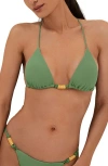 Vix Paula Hermanny Stacy Double Strap Bikini Bottoms In Green