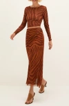 Vix Paula Hermanny Sundown Mira Long Sleeve Crop Cover-up Top In Brown