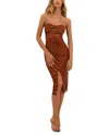 Vix Paula Hermanny Sundown Suzane Ruched Strapless Mesh Cover-up Dress In Brown