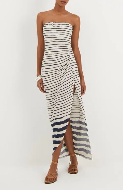 Vix Paula Hermanny Symphonie Strapless Linen Blend Cover-up Dress