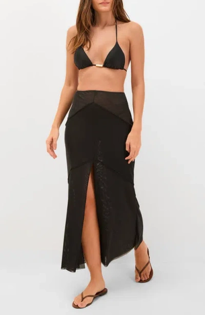 Vix Paula Hermanny Taly Semisheer Mesh Cover-up Maxi Skirt In Black
