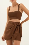 Vix Paula Hermanny Valleta Linen Blend Cover-up Top In Brown