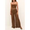 Vix Paula Hermanny Venice Wide Leg Cotton Cover-up Pants In Brown