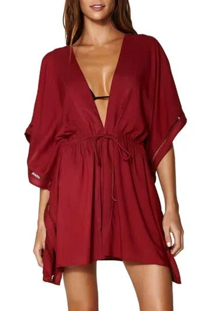 Vix Paula Hermanny Vix Embroidered Cover-up Wrap In Burgundy