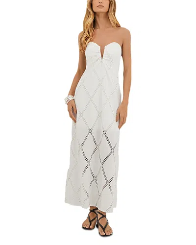 Vix Paula Hermanny Vix Eyelet Zhen Long Swim Cover-up Dress In White