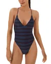 Vix Paula Hermanny Harmonie Alba Open Back One-piece Swimsuit In Blue