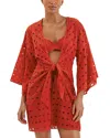 Vix Perola Eyelet Cover-up Dress In Red