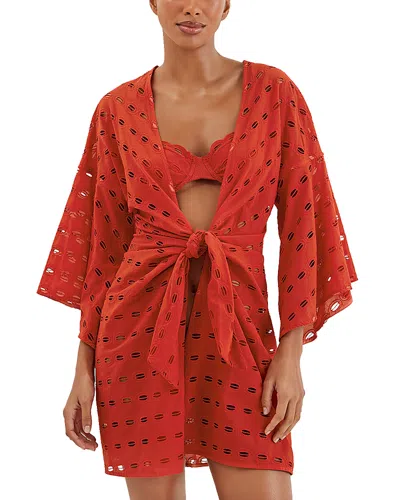 Vix Perola Eyelet Cover-up Dress In Red