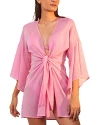 Vix Solid Perola Knot Short Coverup In Pink