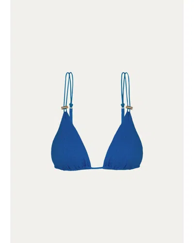 Vix Pixie Triangle Bikini Top In Blue