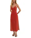Vix Raya Eyelet Cover-up Dress In Red