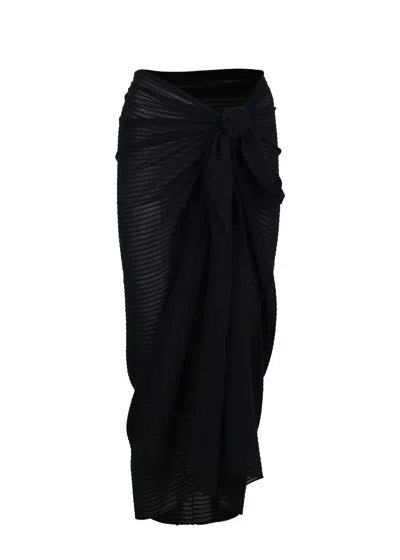 Vix Sarong In Solid Black | Lightweight Breathable Beach Wrap Skirt | Versatile Cotton Fabric Cover