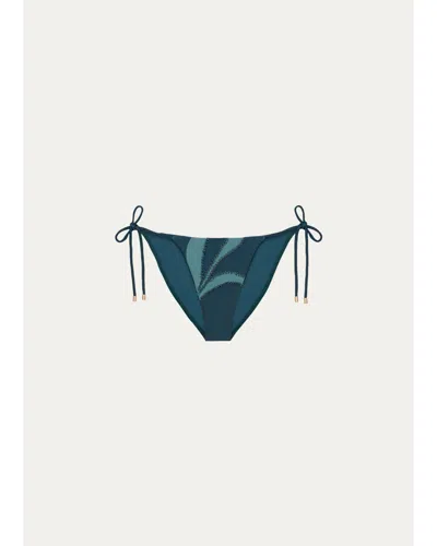 Vix Selma Beaded Tie-side Bikini Bottoms In Blue