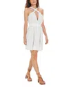 Shop Vix Solid Audrey Detail Short Dress In Beige