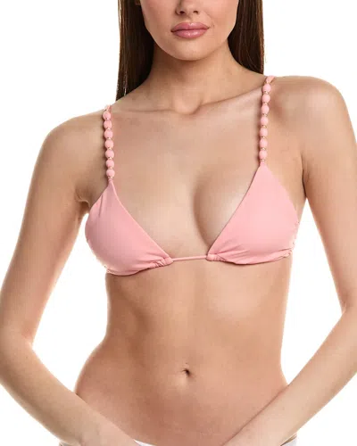 Vix Solid Beads Paral Triangle Bikini Top In Pink