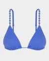 Vix Solid Beads Triangle Paral Bikini Top In Blue