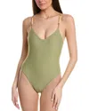 Vix Beaded Strap Solid One Piece Swimsuit In Green