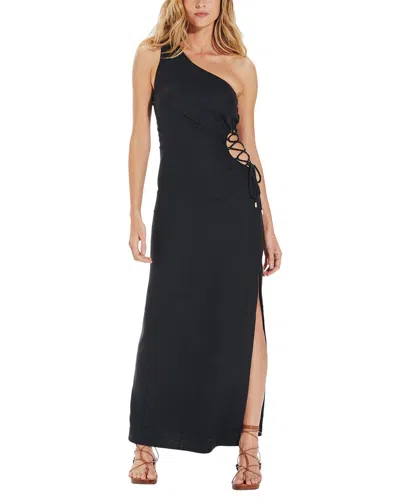 Vix Solid Carina Detail Long Dress In Black