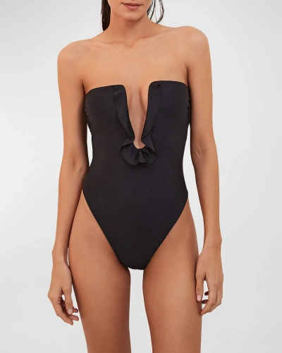 Vix Solid Chris Brazilian Bandeau One-piece Swimsuit In Black