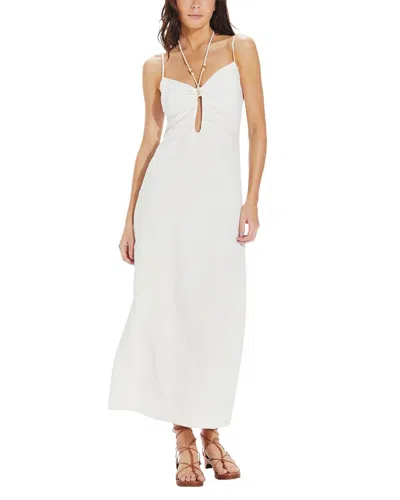 Vix Solid Daisy Detail Long Dress In White