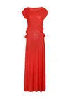Vix Solid Evie Long Dress Orange In Red