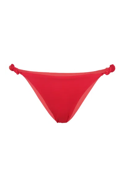 Vix Solid Holly Detail Cheeky Bottom Summerwine In Red