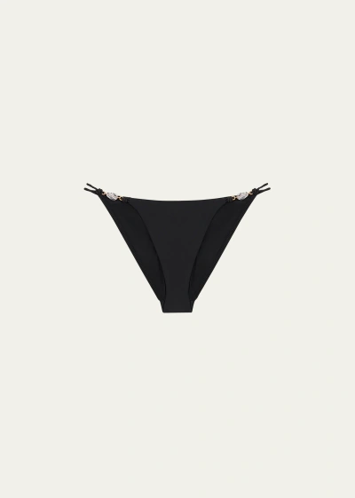 Vix Solid Ivy Detail Full Bikini Bottoms In Black