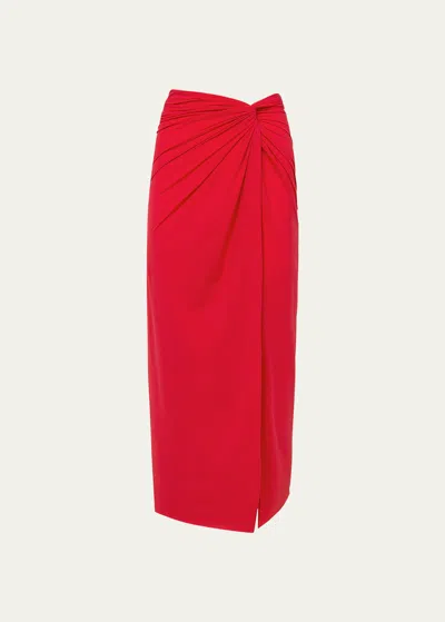 Vix Solid Karen Midi Skirt In Red Poppy