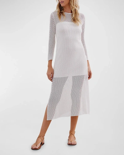 Vix Solid Knit Telma Midi Dress In Off White