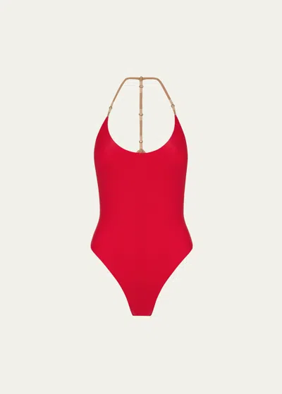 Vix Solid Layla Brazilian One-piece Swimsuit In Red Poppy