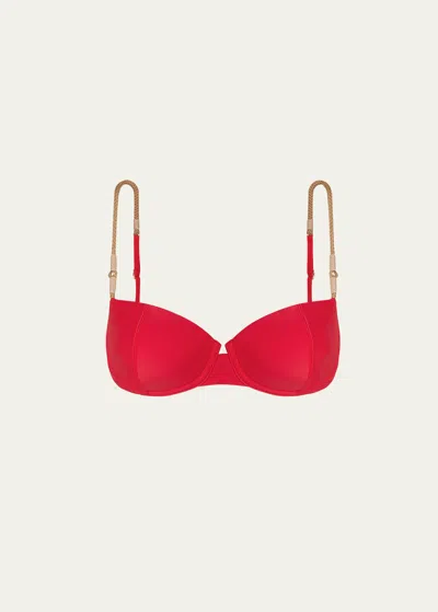 Vix Solid Layla Nissi Bikini Top In Red Poppy