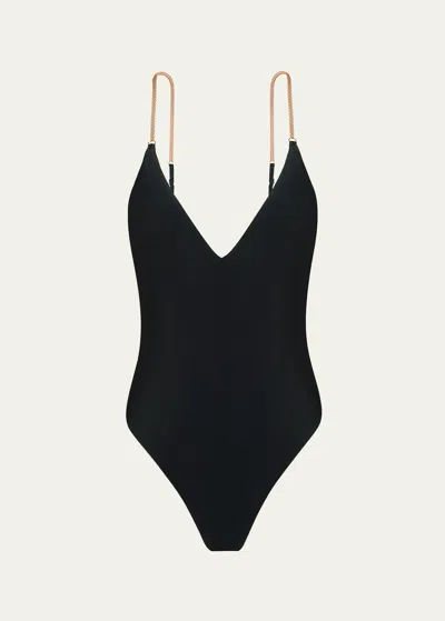 Vix Solid Melody Backless Brazilian One-piece Swimsuit In Black