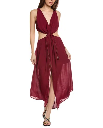 Vix Solid Nayara Detail Long Dress In Burgundy